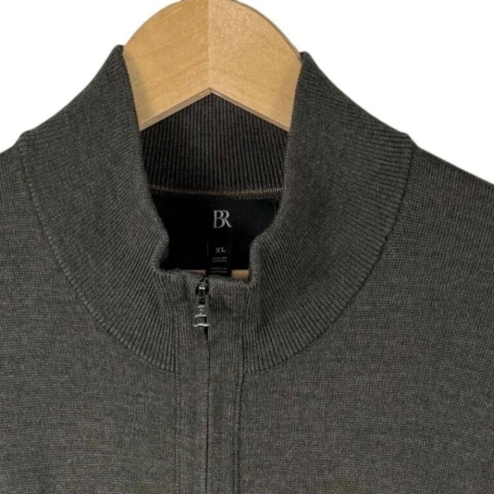 Banana Republic Italian Extra Fine Merino Wool Quarter Zip Sweater Mens XL Olive
